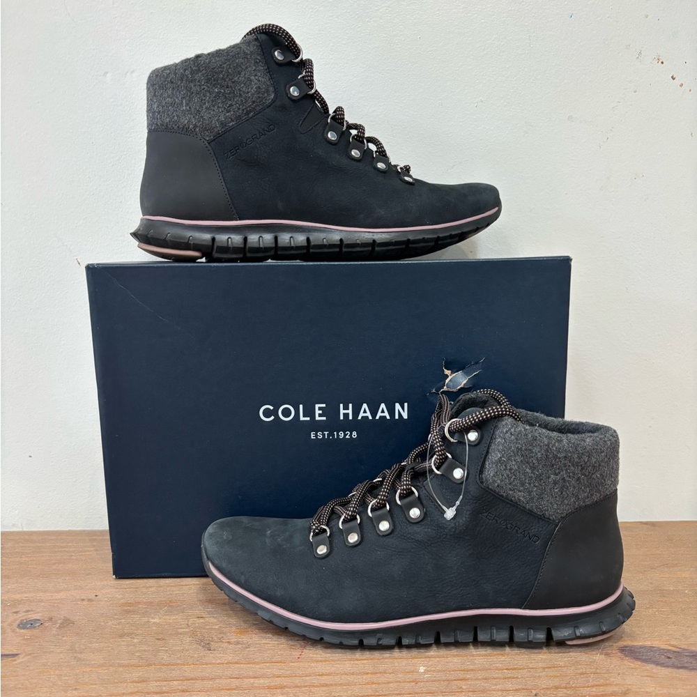 Cole Haan Black Lace Up Boots